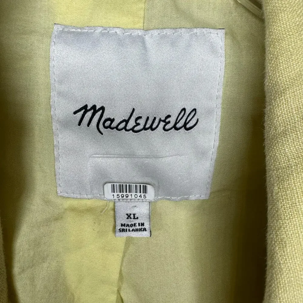 Madewell 100% Linen Blazer Yellow Women’s XL Lightweight Spring 2023 Style NM157